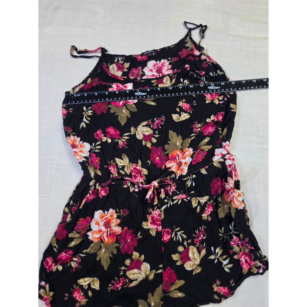 Ambiance Floral Romper Black Pink Sleeveless Adjustable Straps Large
